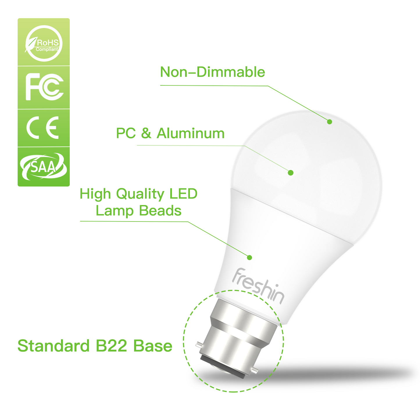 B22 12W Light Bulb ,Non-Dimmable