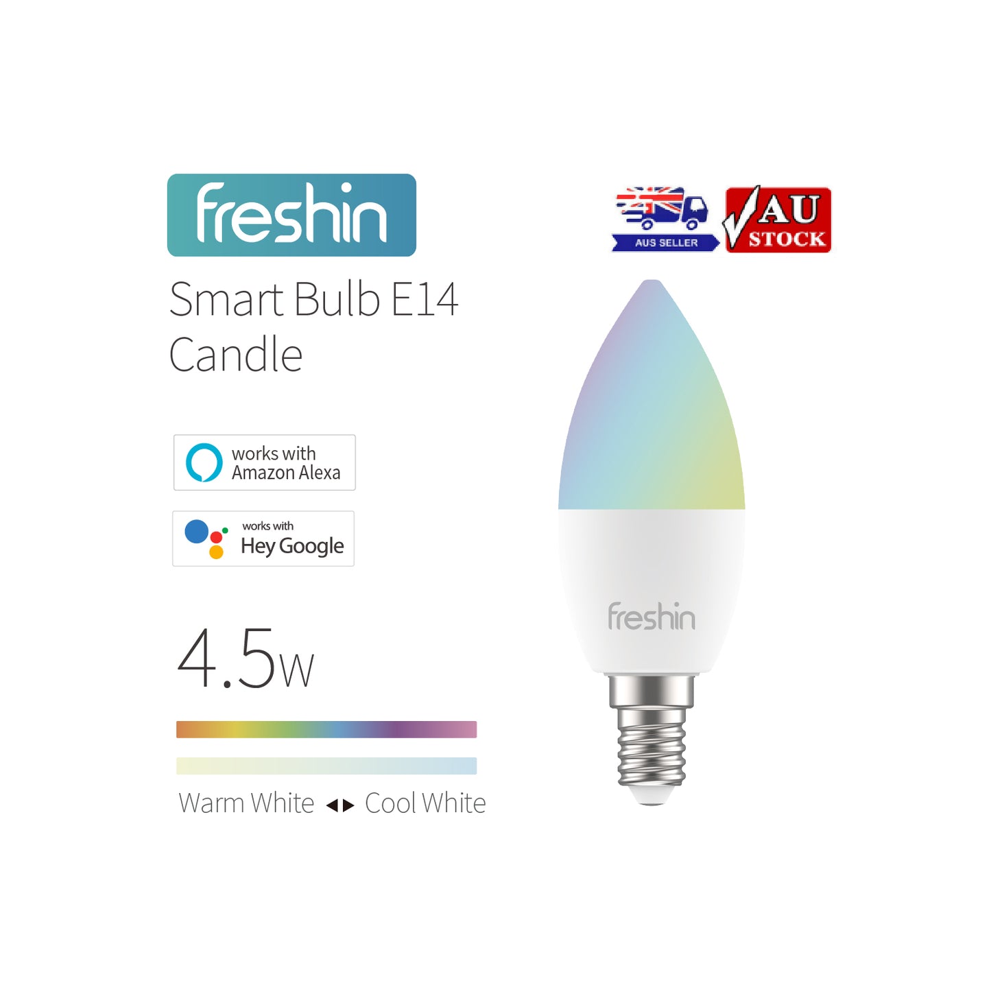 Smart Bulb E14 Candle RGBCW, 4.5W