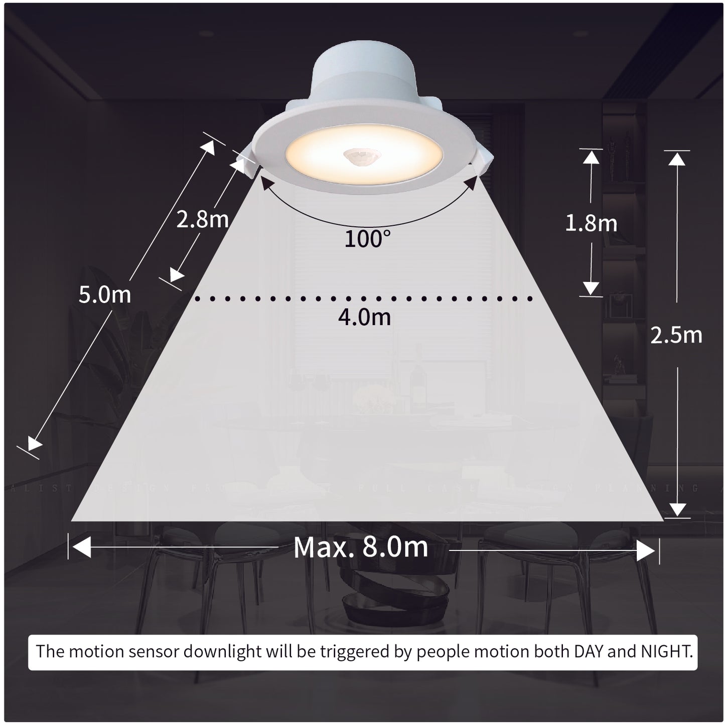 LED Downlight with PIR Motion Sensor, 9W