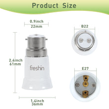 Load image into Gallery viewer, B22 to E27 Socket Adapter FRESHIN 60W, 85~265V, 140℃ PC Fireproof Material
