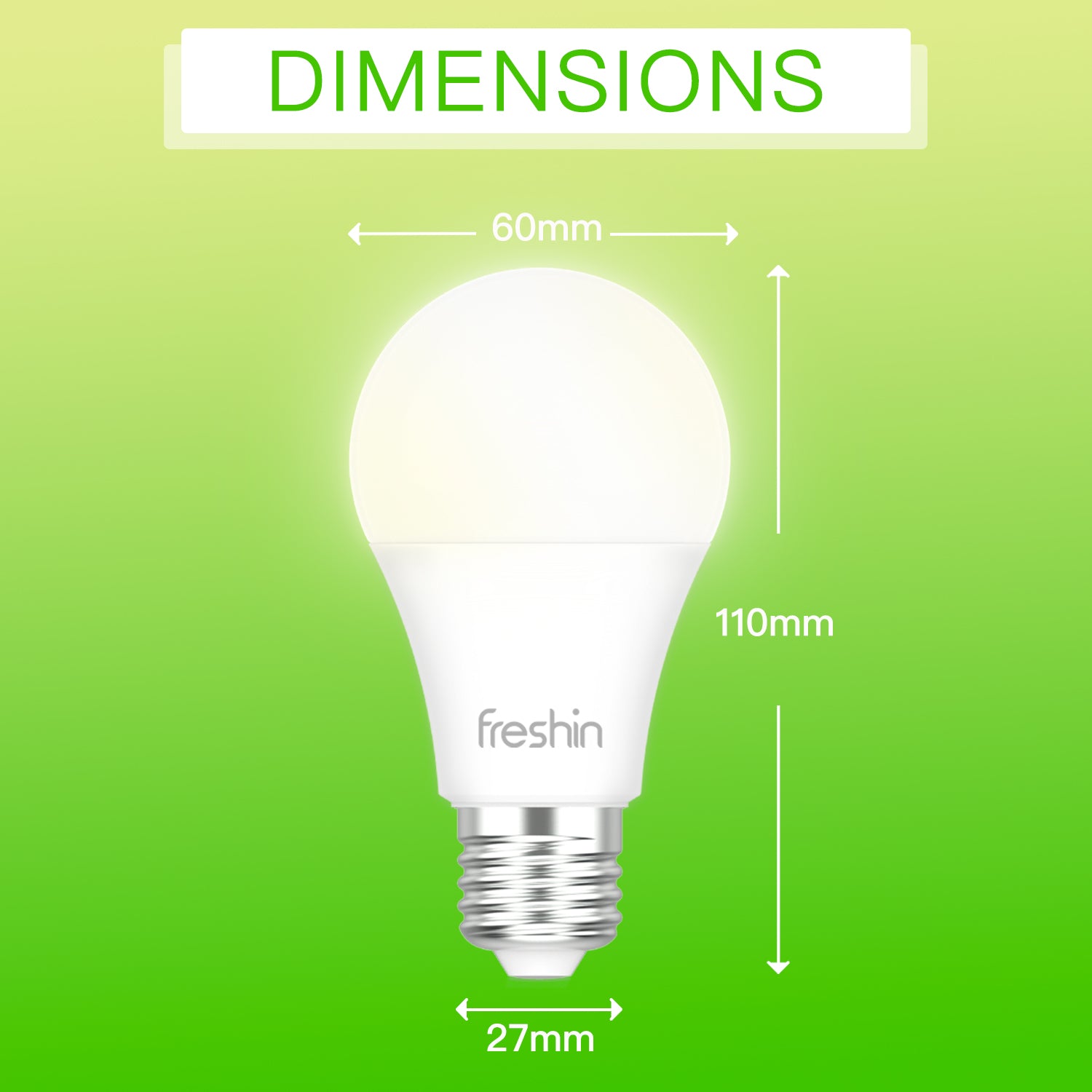 E27 A60 LED bulb dimensions