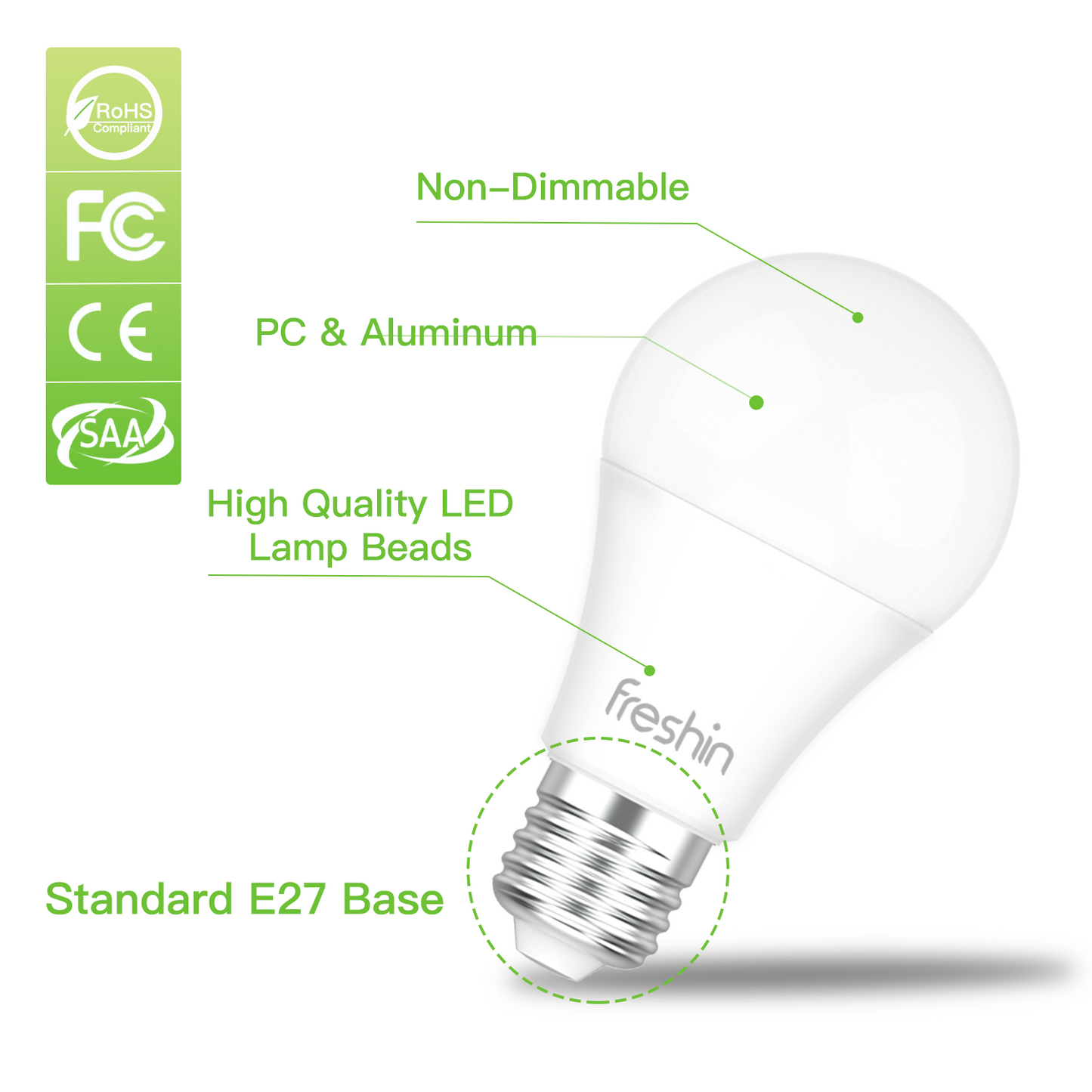 E27 12W Light Bulb E27 ,1100lm Edison Screw, Non-Dimmable
