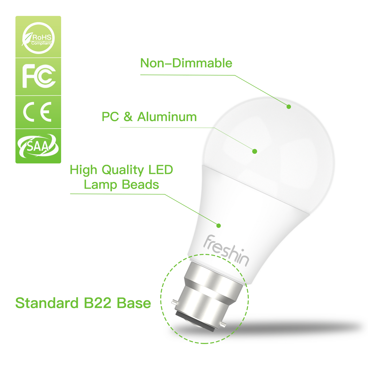 E27 12W Light Bulb E27 ,1100lm Edison Screw, Non-Dimmable