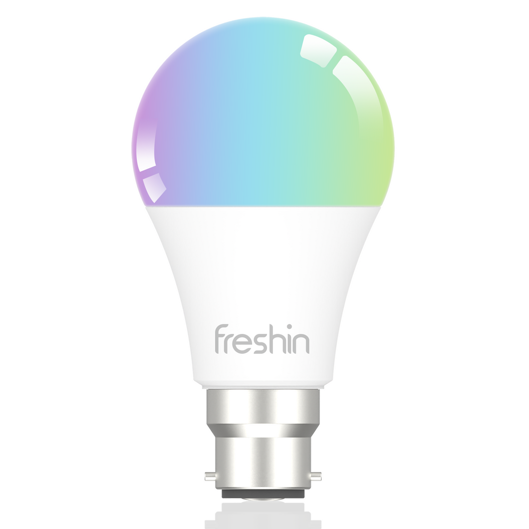 FRESHIN Smart Bulb B22 A60 RGBCW Music Sync Dimmable Light , Compatible with Alexa, Google Home